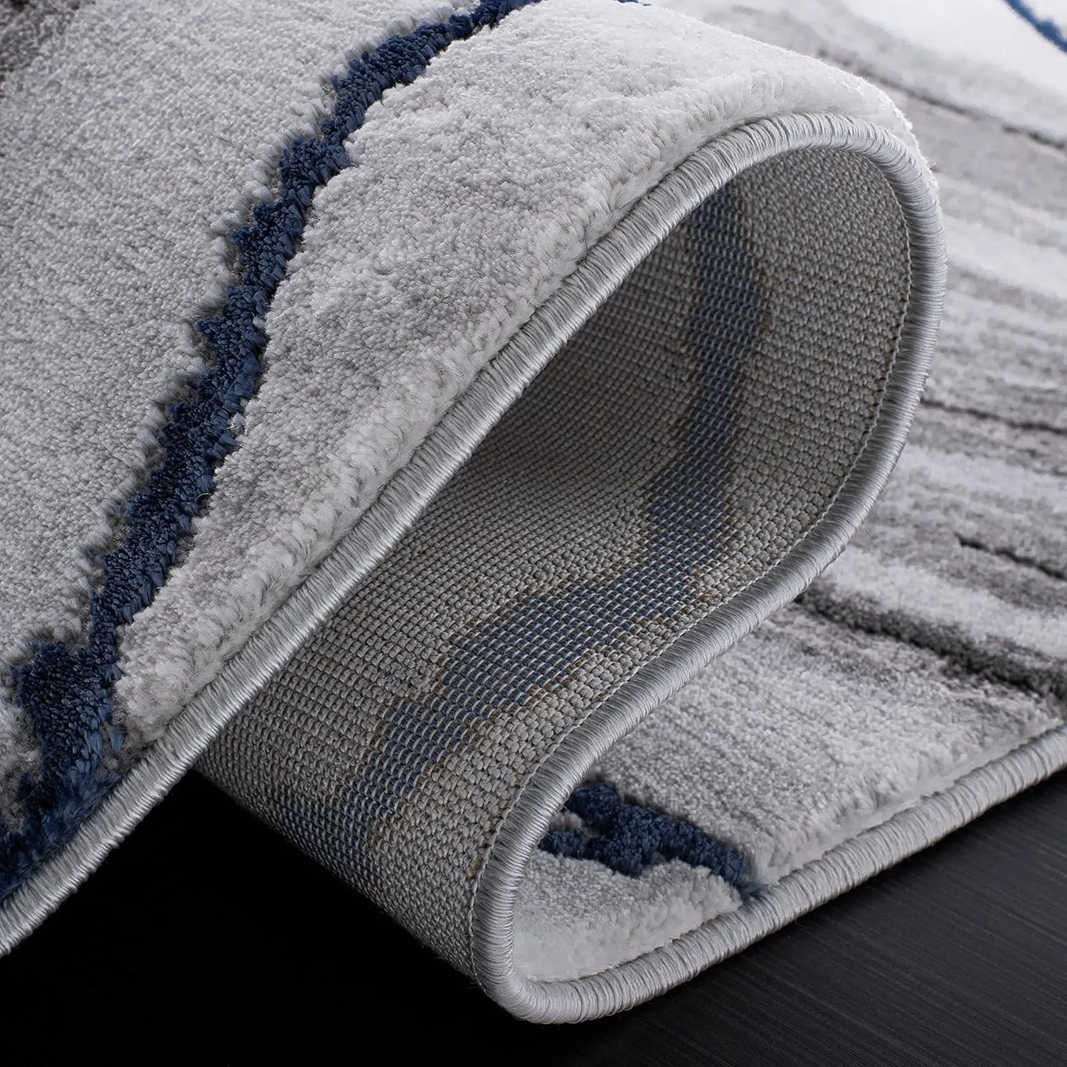 SAFAVIEH Craft Collection Area Rug - 6'7" x 9', Grey & Blue, Modern Abstract Design, Non-Shedding & Easy Care, Ideal for High Traffic Areas in Living Room, Bedroom (CFT819N)