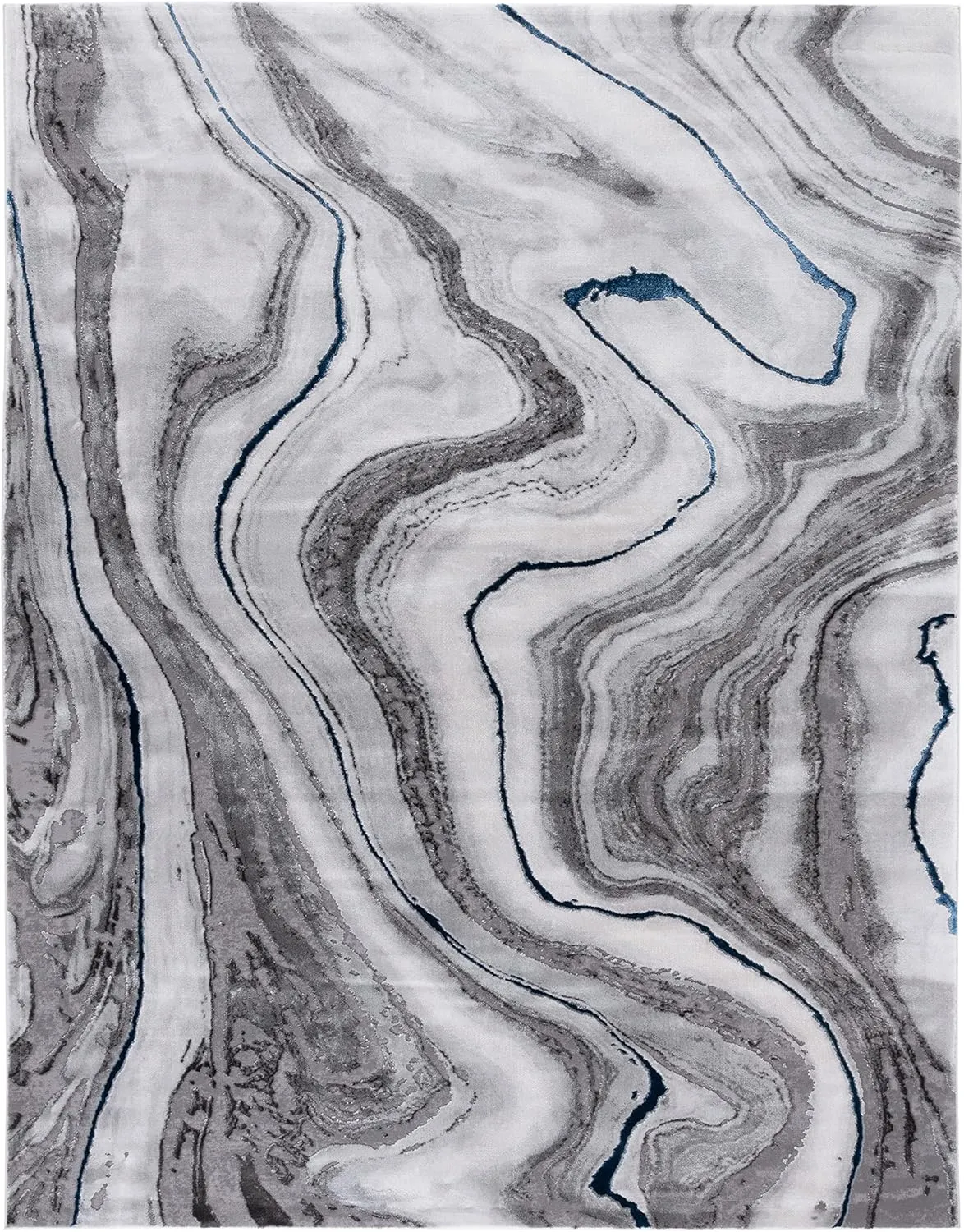 SAFAVIEH Craft Collection Area Rug - 6'7" x 9', Grey & Blue, Modern Abstract Design, Non-Shedding & Easy Care, Ideal for High Traffic Areas in Living Room, Bedroom (CFT819N)
