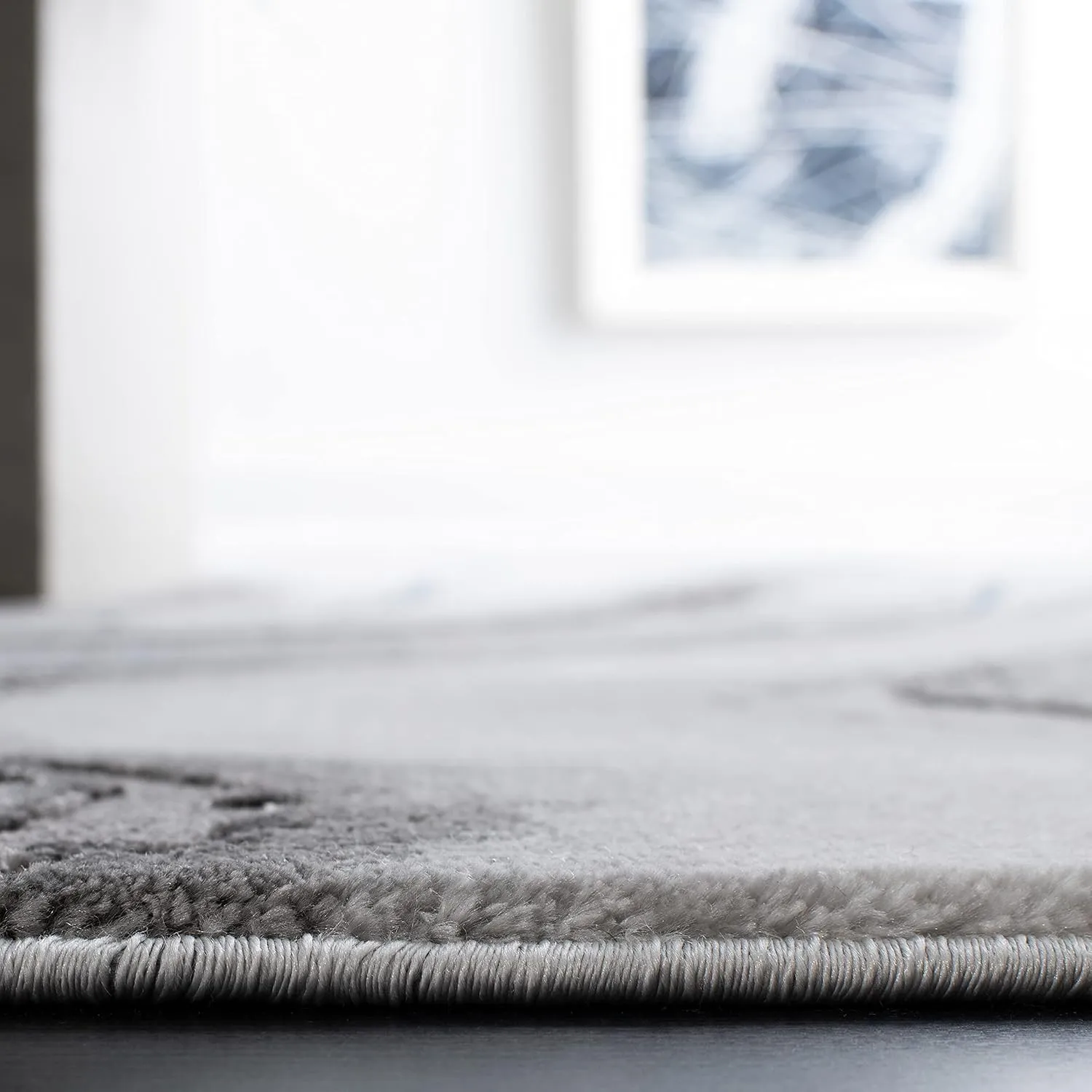 SAFAVIEH Craft Collection Area Rug - 6'7" x 9', Grey & Blue, Modern Abstract Design, Non-Shedding & Easy Care, Ideal for High Traffic Areas in Living Room, Bedroom (CFT819N)