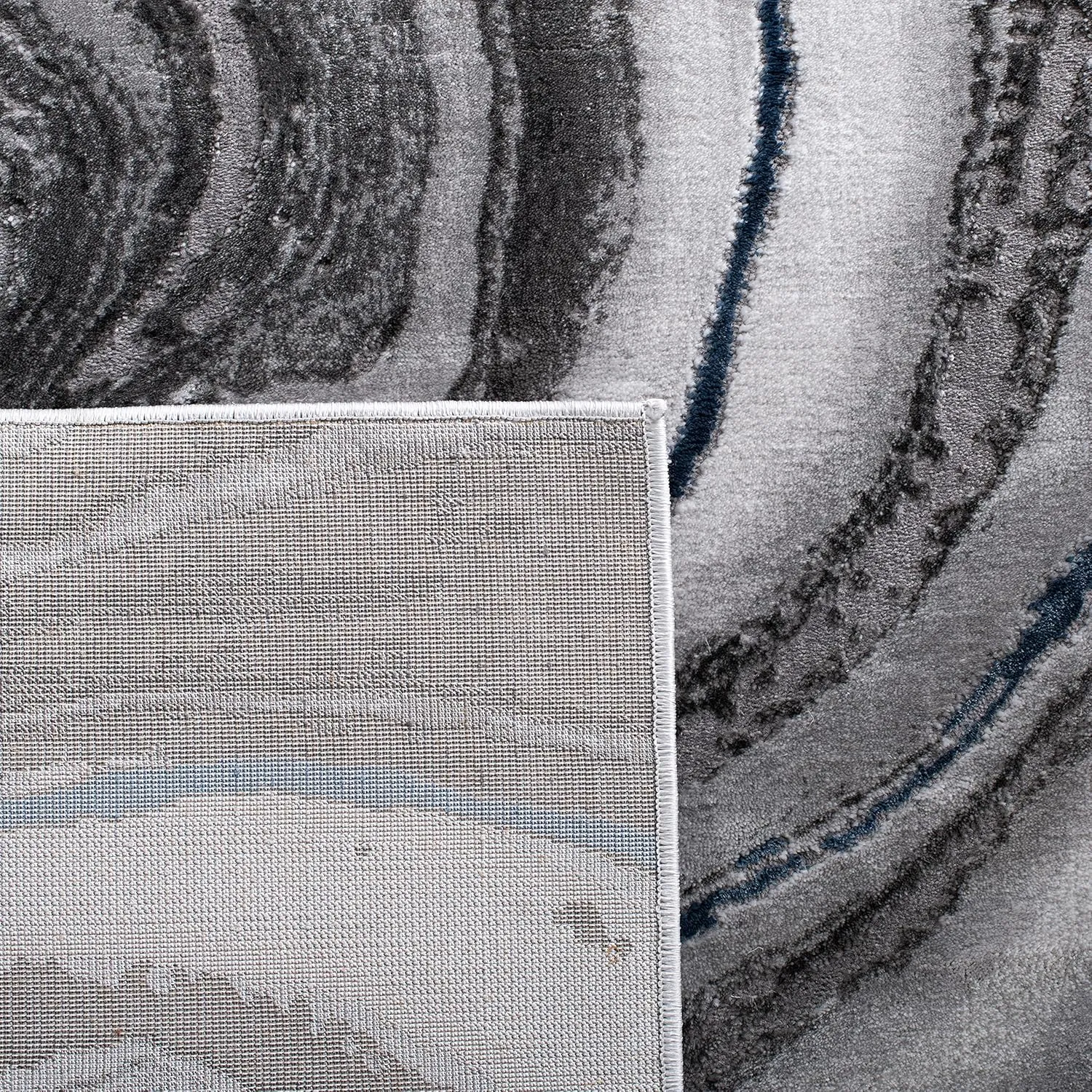 SAFAVIEH Craft Collection Area Rug - 6'7" x 9', Grey & Blue, Modern Abstract Design, Non-Shedding & Easy Care, Ideal for High Traffic Areas in Living Room, Bedroom (CFT819N)