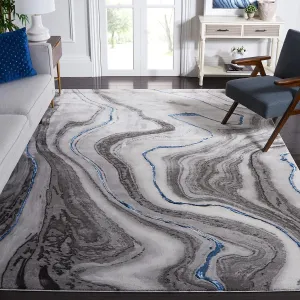 SAFAVIEH Craft Collection Area Rug - 6'7" x 9', Grey & Blue, Modern Abstract Design, Non-Shedding & Easy Care, Ideal for High Traffic Areas in Living Room, Bedroom (CFT819N)