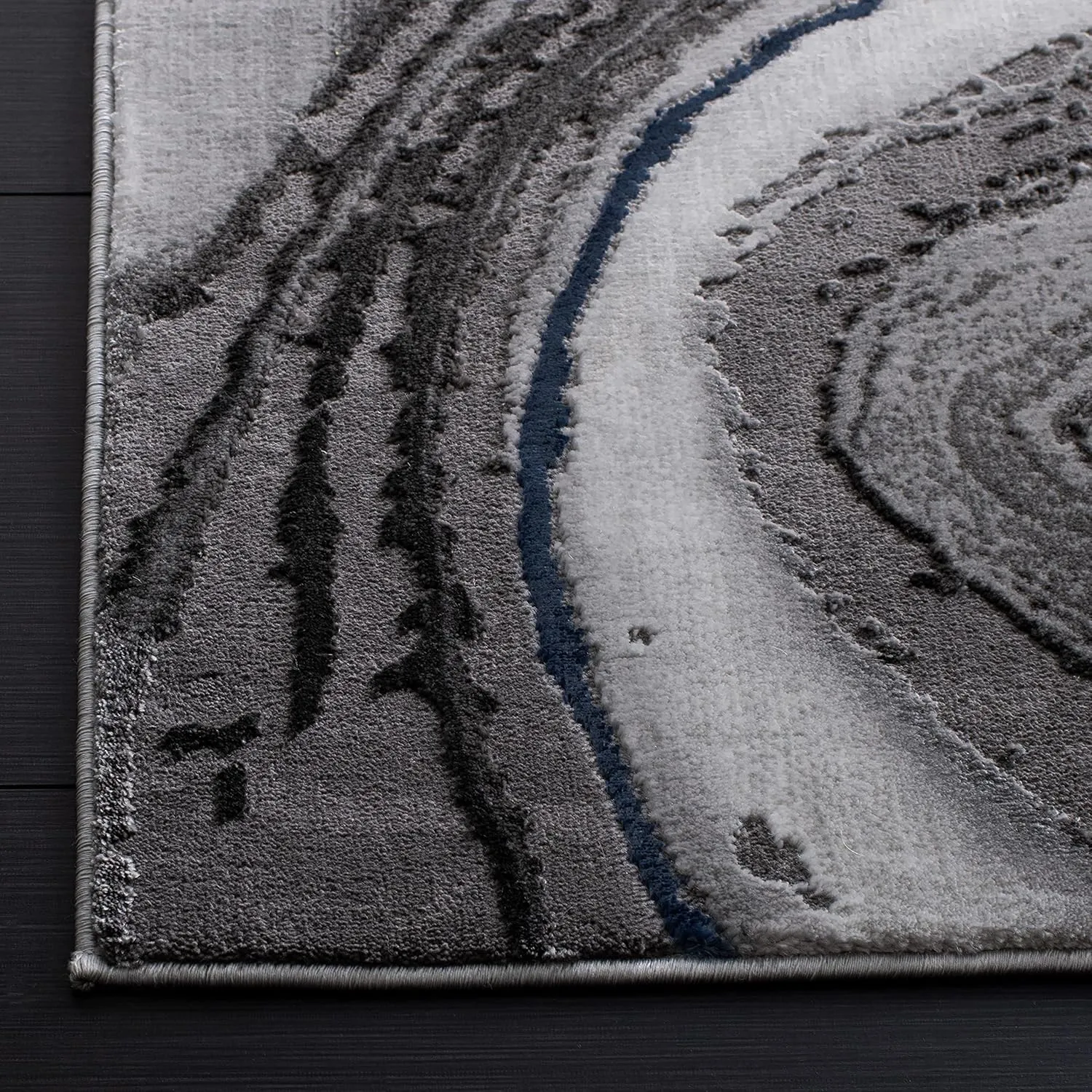SAFAVIEH Craft Collection Area Rug - 6'7" x 9', Grey & Blue, Modern Abstract Design, Non-Shedding & Easy Care, Ideal for High Traffic Areas in Living Room, Bedroom (CFT819N)