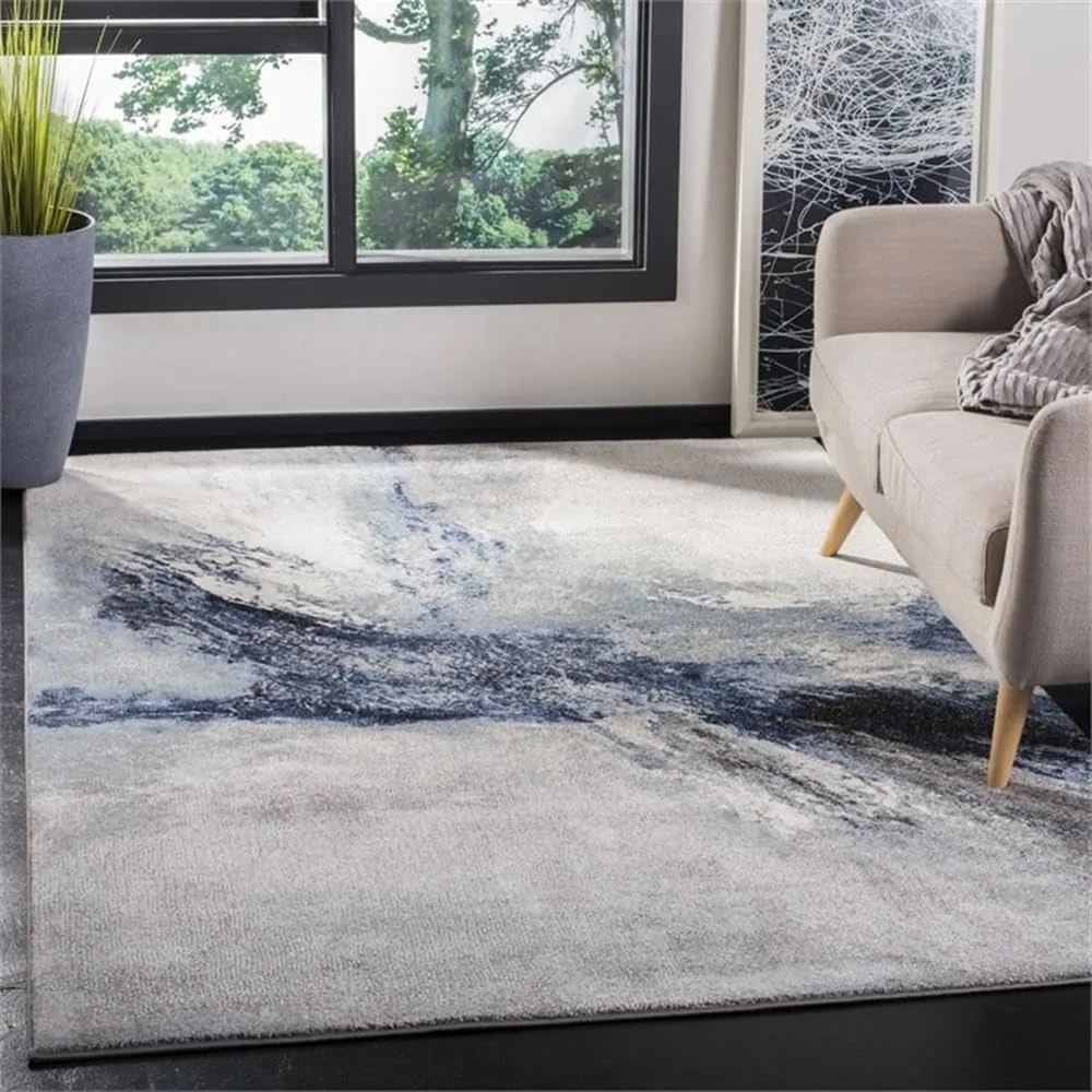 SAFAVIEH Galaxy Collection Area Rug - 8' x 10', Blue & Grey, Modern Abstract Design, Non-Shedding & Easy Care, Ideal for High Traffic Areas in Living Room, Bedroom (GAL117M)