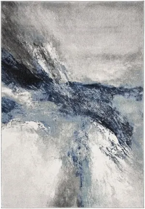SAFAVIEH Galaxy Collection Area Rug - 8' x 10', Blue & Grey, Modern Abstract Design, Non-Shedding & Easy Care, Ideal for High Traffic Areas in Living Room, Bedroom (GAL117M)
