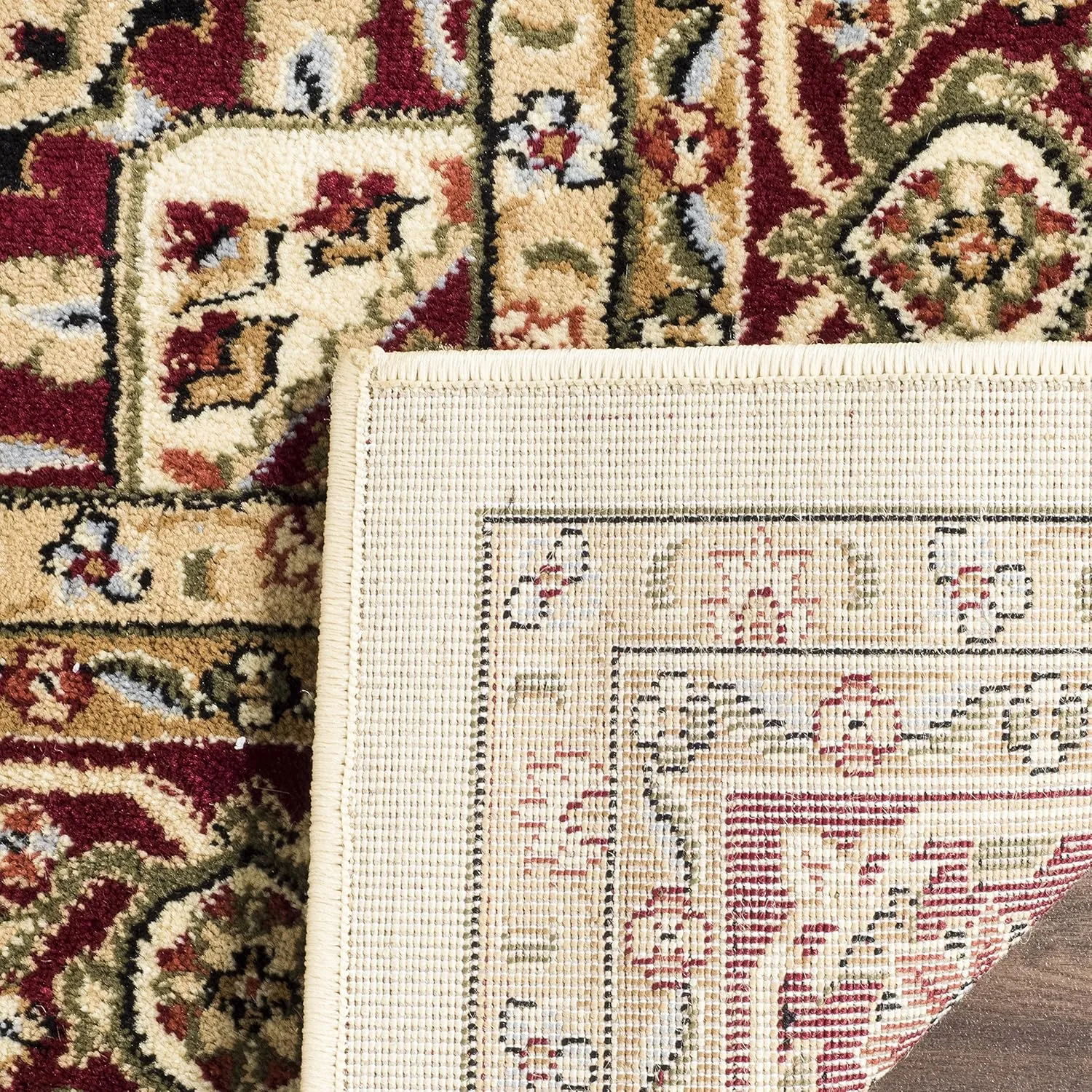 SAFAVIEH Lyndhurst Collection Area Rug - 6' x 9', Ivory & Red, Traditional Oriental Design, Non-Shedding & Easy Care, Ideal for High Traffic Areas in Living Room, Bedroom (LNH330A)