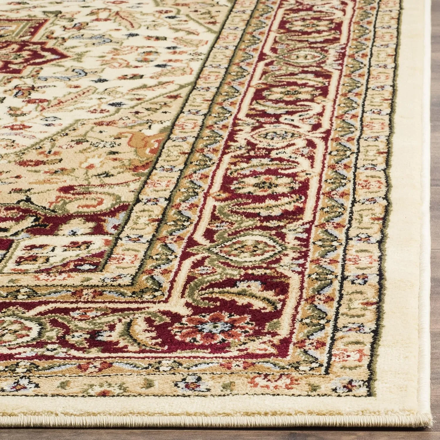 SAFAVIEH Lyndhurst Collection Area Rug - 6' x 9', Ivory & Red, Traditional Oriental Design, Non-Shedding & Easy Care, Ideal for High Traffic Areas in Living Room, Bedroom (LNH330A)