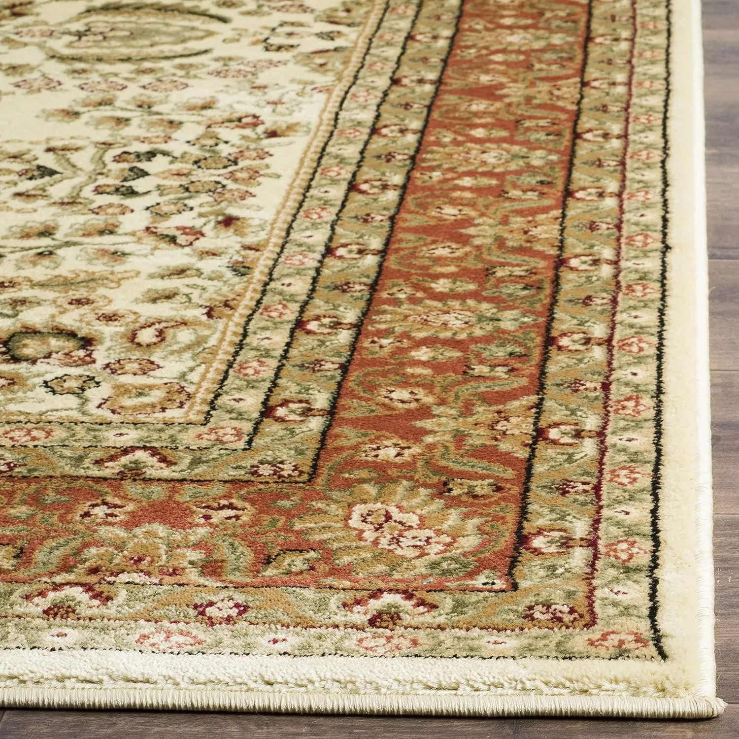 SAFAVIEH Lyndhurst Collection Area Rug - 8' x 11', Ivory & Rust, Traditional Oriental Design, Non-Shedding & Easy Care, Ideal for High Traffic Areas in Living Room, Bedroom (LNH214R)