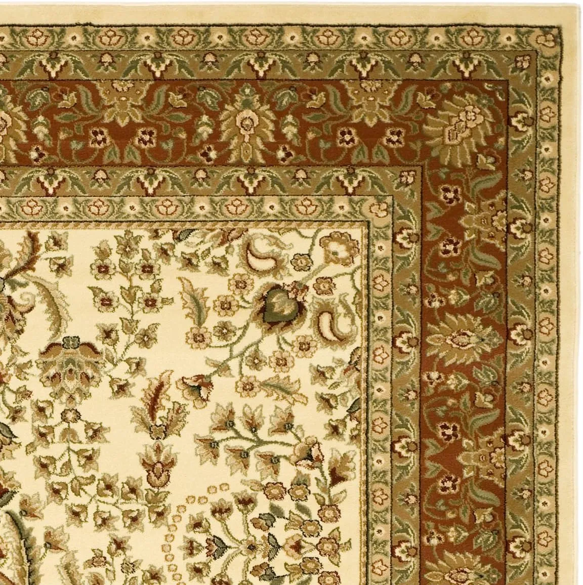 SAFAVIEH Lyndhurst Collection Area Rug - 8' x 11', Ivory & Rust, Traditional Oriental Design, Non-Shedding & Easy Care, Ideal for High Traffic Areas in Living Room, Bedroom (LNH214R)