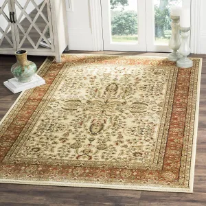 SAFAVIEH Lyndhurst Collection Area Rug - 8' x 11', Ivory & Rust, Traditional Oriental Design, Non-Shedding & Easy Care, Ideal for High Traffic Areas in Living Room, Bedroom (LNH214R)