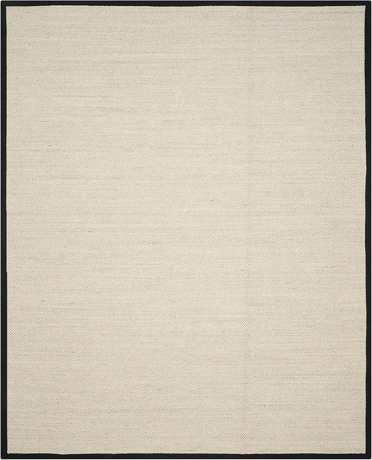 SAFAVIEH Natural Fiber Collection Area Rug - 9' x 12', Marble & Black, Border Sisal Design, Easy Care, Ideal for High Traffic Areas in Living Room, Bedroom (NF143A)