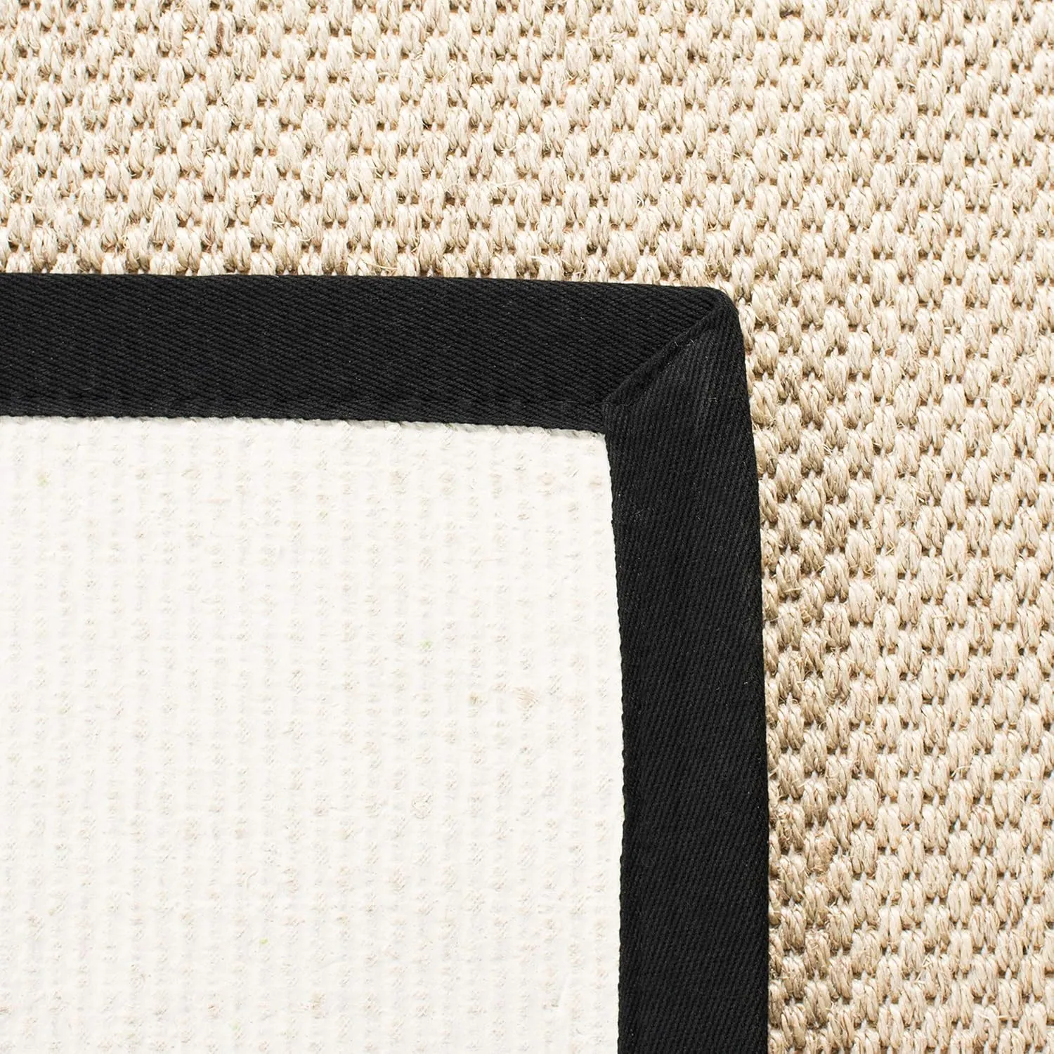 SAFAVIEH Natural Fiber Collection Area Rug - 9' x 12', Marble & Black, Border Sisal Design, Easy Care, Ideal for High Traffic Areas in Living Room, Bedroom (NF143A)