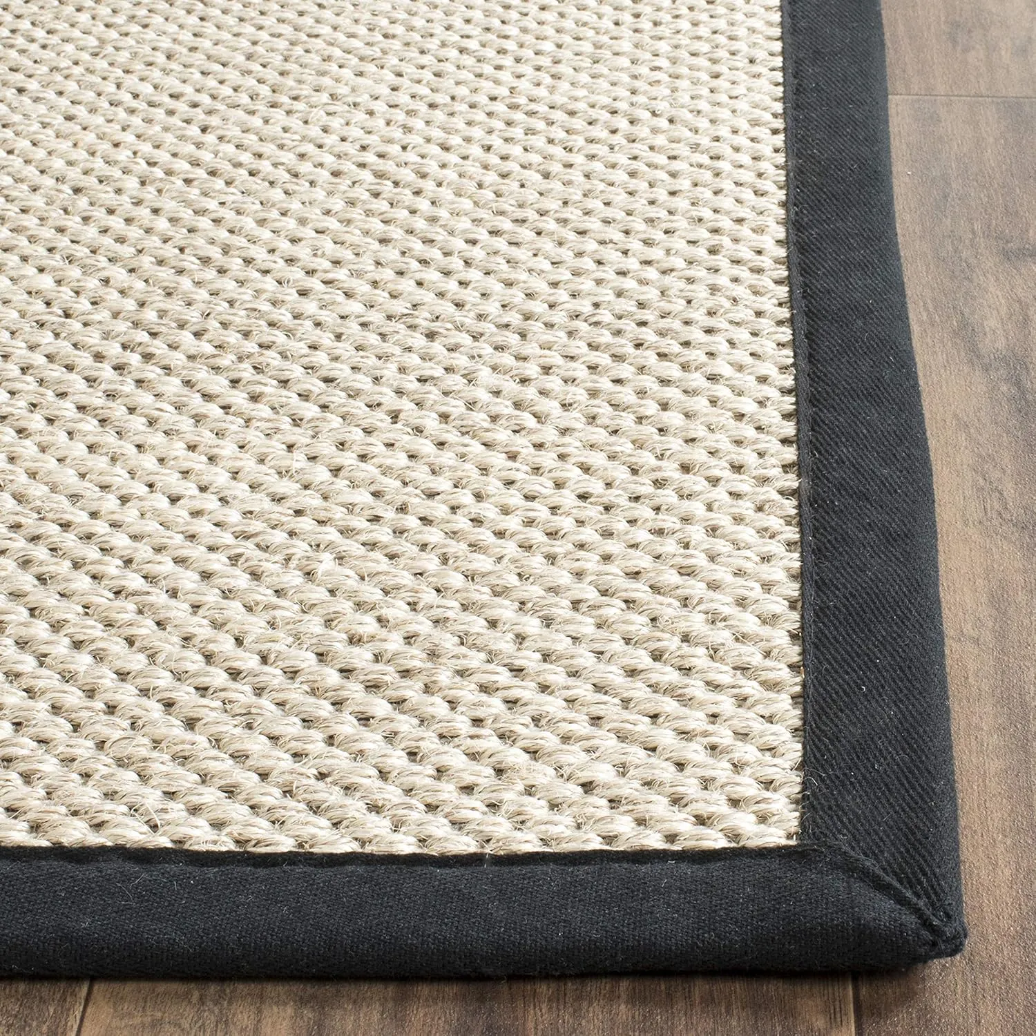 SAFAVIEH Natural Fiber Collection Area Rug - 9' x 12', Marble & Black, Border Sisal Design, Easy Care, Ideal for High Traffic Areas in Living Room, Bedroom (NF143A)