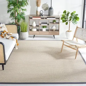 SAFAVIEH Natural Fiber Collection Area Rug - 9' x 12', Marble & Black, Border Sisal Design, Easy Care, Ideal for High Traffic Areas in Living Room, Bedroom (NF143A)