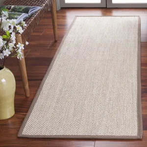 SAFAVIEH Natural Fiber Collection Runner Rug - 2'6" x 6', Marble & Khaki, Border Sisal Design, Easy Care, Ideal for High Traffic Areas in Living Room, Bedroom (NF143E)