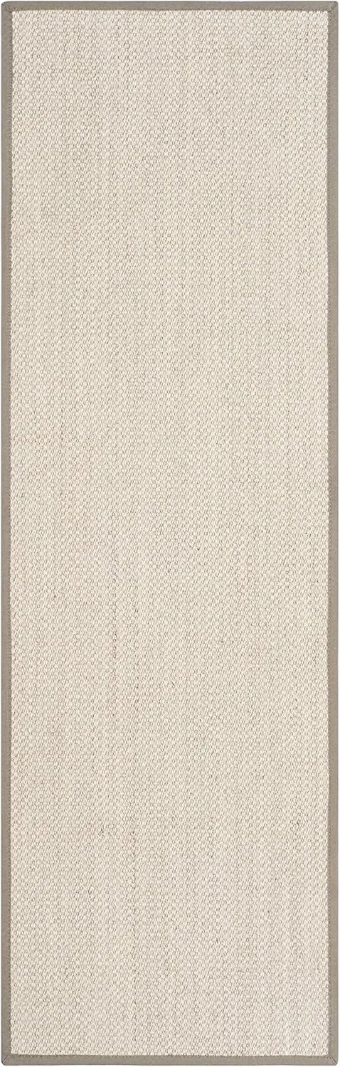 SAFAVIEH Natural Fiber Collection Runner Rug - 2'6" x 6', Marble & Khaki, Border Sisal Design, Easy Care, Ideal for High Traffic Areas in Living Room, Bedroom (NF143E)