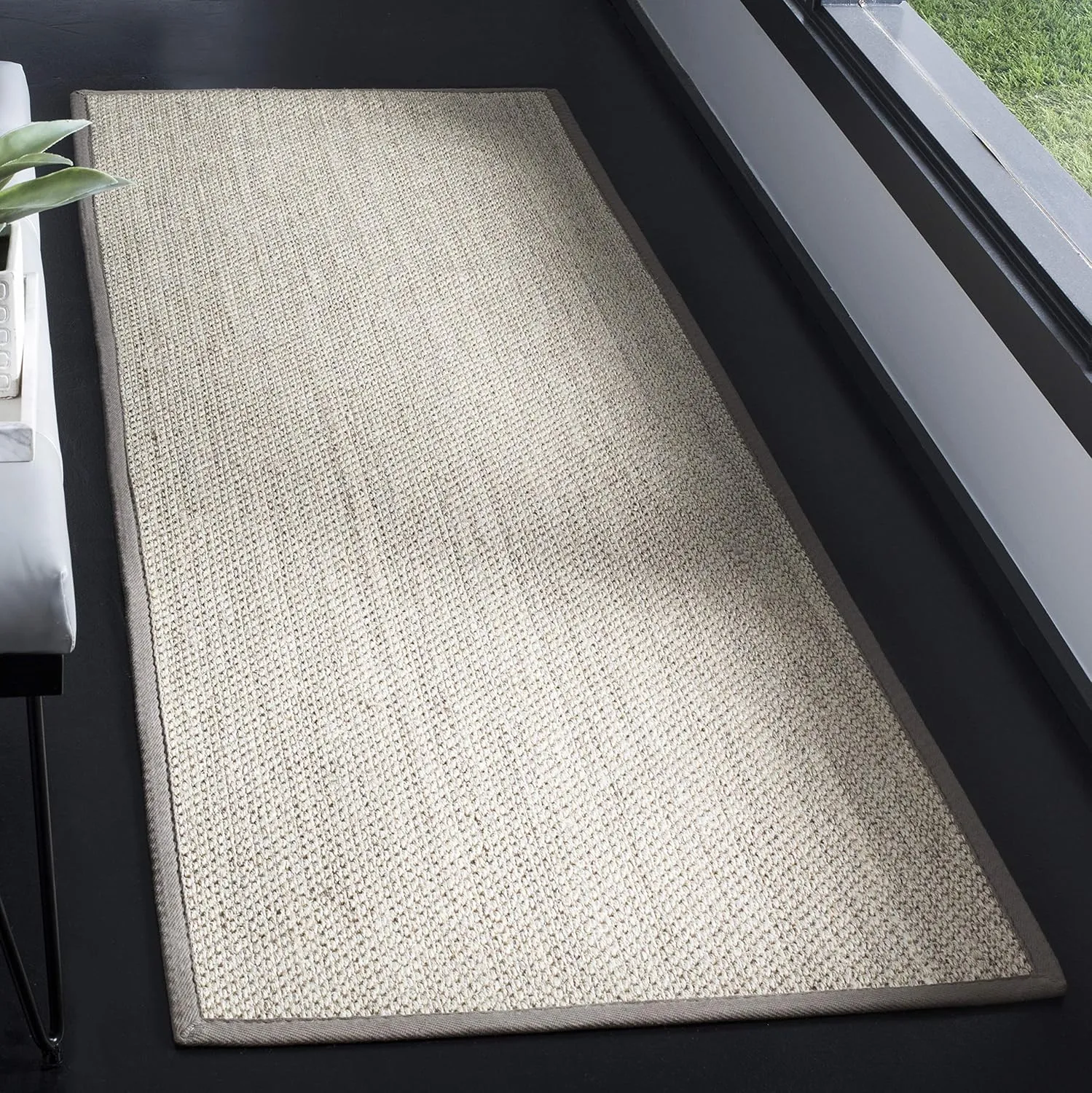 SAFAVIEH Natural Fiber Collection Runner Rug - 2'6" x 6', Marble & Khaki, Border Sisal Design, Easy Care, Ideal for High Traffic Areas in Living Room, Bedroom (NF143E)