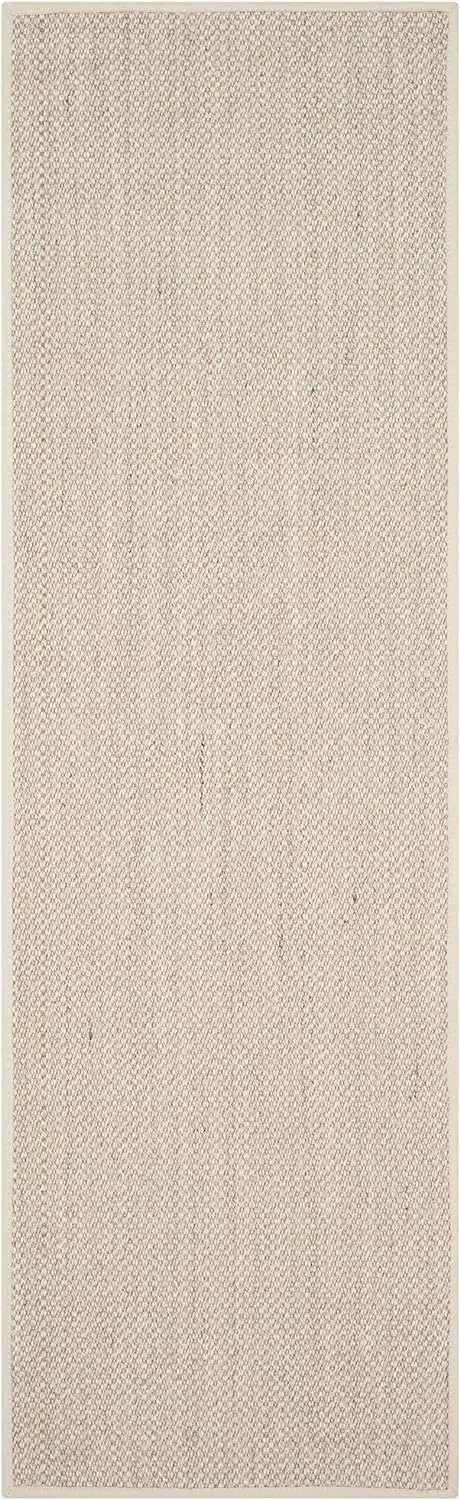 SAFAVIEH Natural Fiber Collection Runner Rug - 2'6" x 8', Marble & Beige, Border Sisal Design, Easy Care, Ideal for High Traffic Areas in Living Room, Bedroom (NF143C)