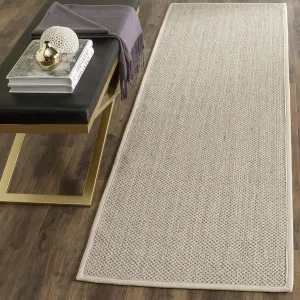 SAFAVIEH Natural Fiber Collection Runner Rug - 2'6" x 8', Marble & Beige, Border Sisal Design, Easy Care, Ideal for High Traffic Areas in Living Room, Bedroom (NF143C)