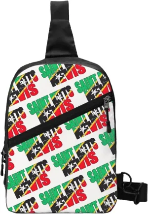 Saint Kitts Nevis Flag Crossbody Bag Portable Sling Bags Foldable Chest Daypack Reusable Sports Shoulder Backpack Diagonally Casual Rucksack Travel Bag