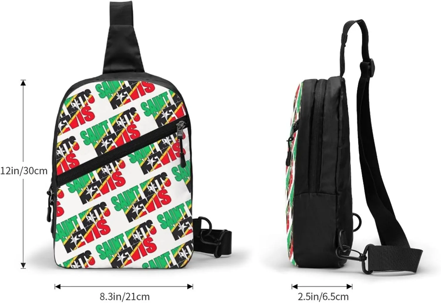 Saint Kitts Nevis Flag Crossbody Bag Portable Sling Bags Foldable Chest Daypack Reusable Sports Shoulder Backpack Diagonally Casual Rucksack Travel Bag