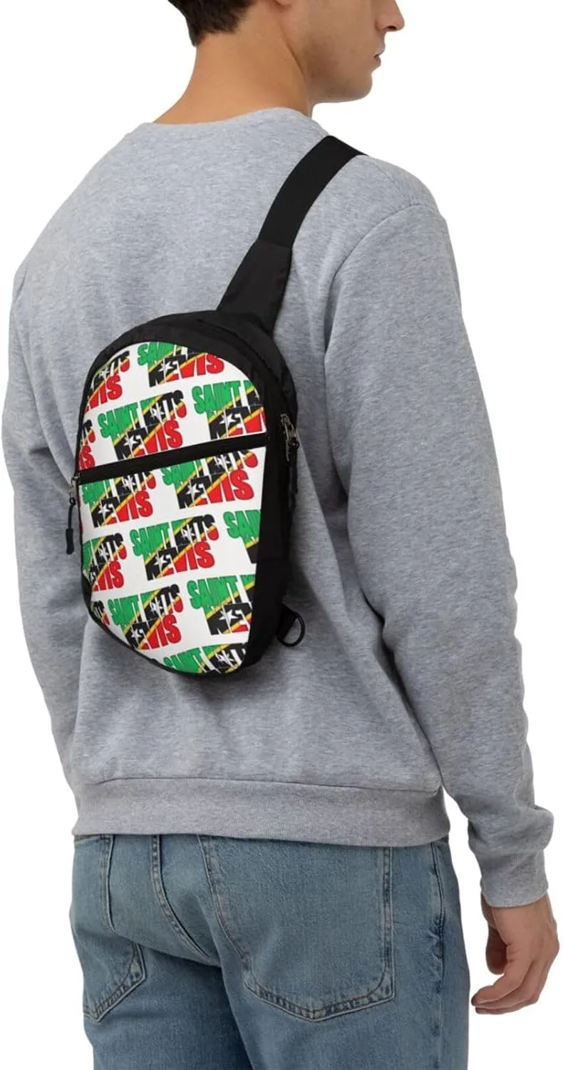 Saint Kitts Nevis Flag Crossbody Bag Portable Sling Bags Foldable Chest Daypack Reusable Sports Shoulder Backpack Diagonally Casual Rucksack Travel Bag