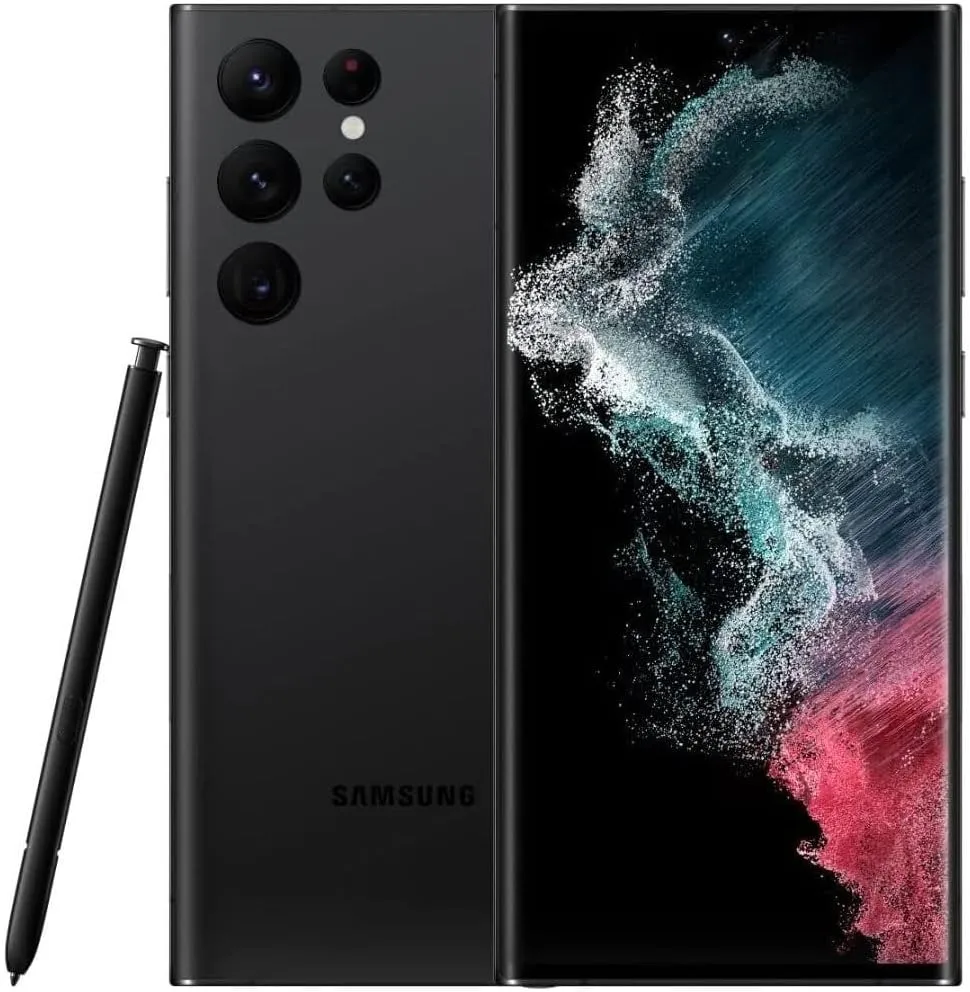 SAMSUNG Galaxy S22 Ultra 5G (128GB, 8GB) 6.8'' AMOLED 2X, 108MP Camera, Global Volte (Fully Unlocked for AT&T, Verizon, T-Mobile, Global) G908U1 (w/ 25W Super Fast Charger, Phantom Black) (Renewed)