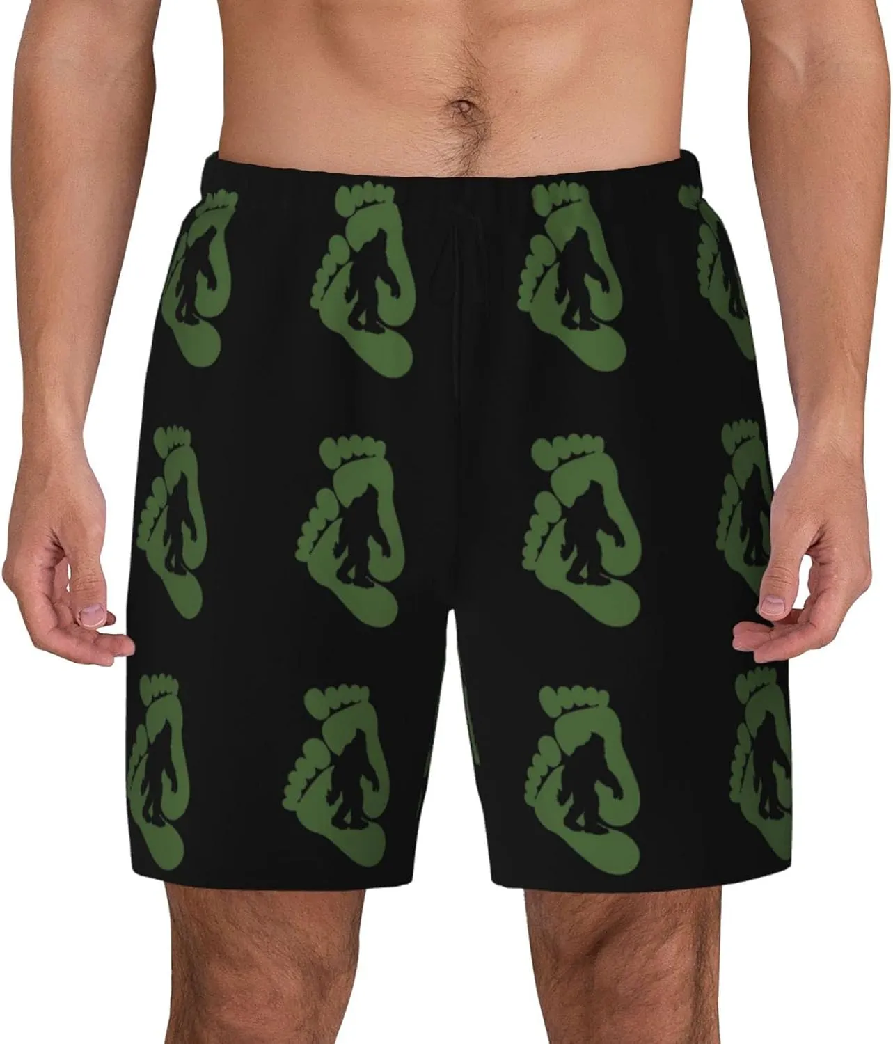 Sasquatch Men's Double Layer Swim Trunks Beach Shorts with Compression Liner Swimwear