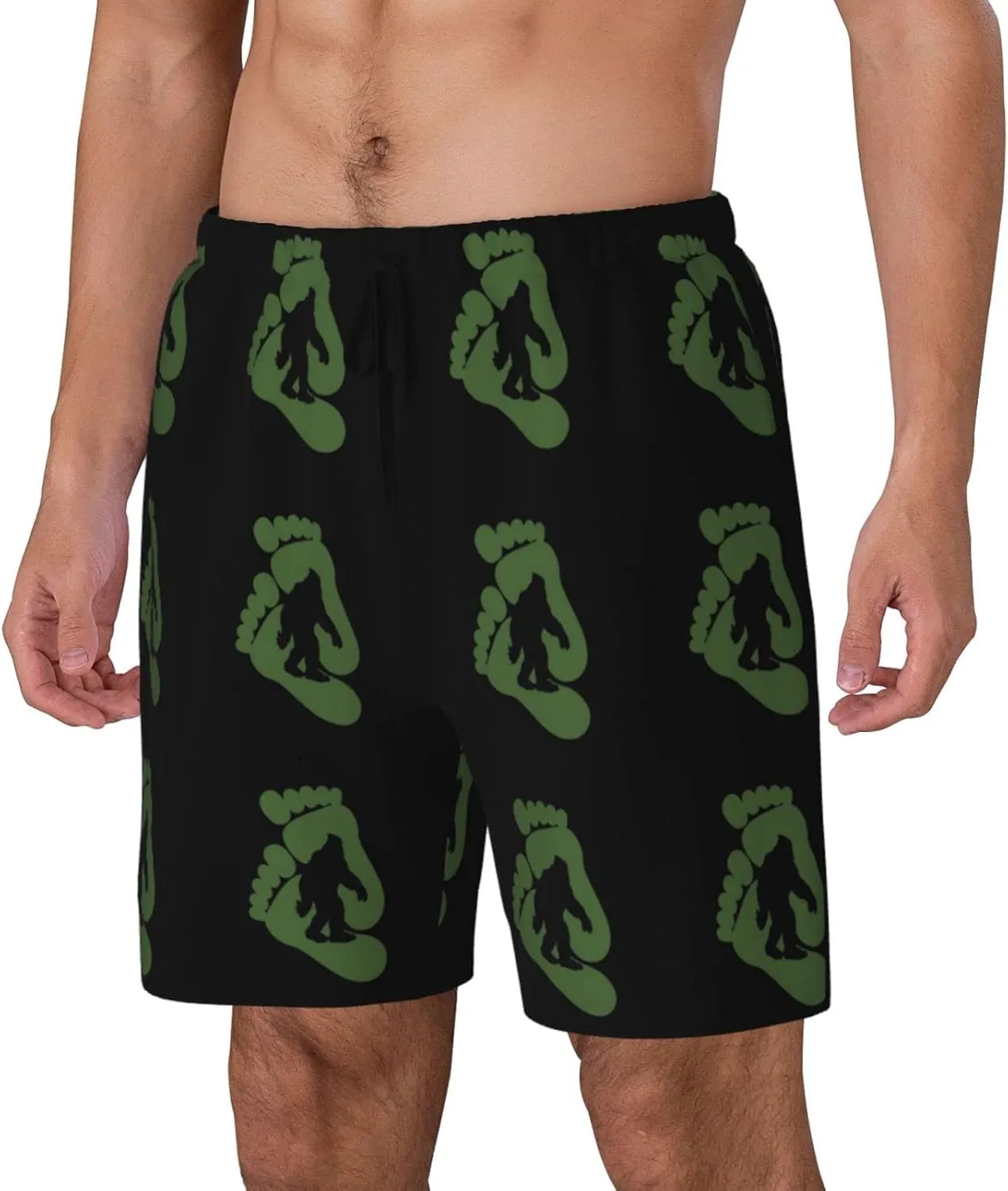 Sasquatch Men's Double Layer Swim Trunks Beach Shorts with Compression Liner Swimwear