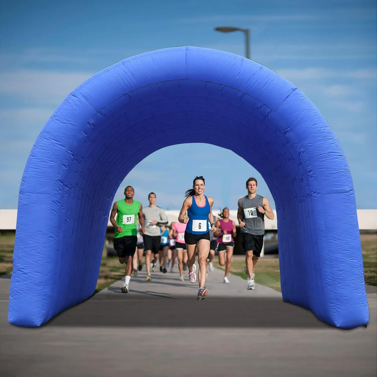 SAYOK 16.8ft Inflatable Tunnel Entrance Sports Inflatable Tunnel Sport Tunnel Entrance Inflatable Football Tunnel Tent with Blower for Event Exhibition Promotion(Blue, 16.8ft x 10ft x 9.24ft)