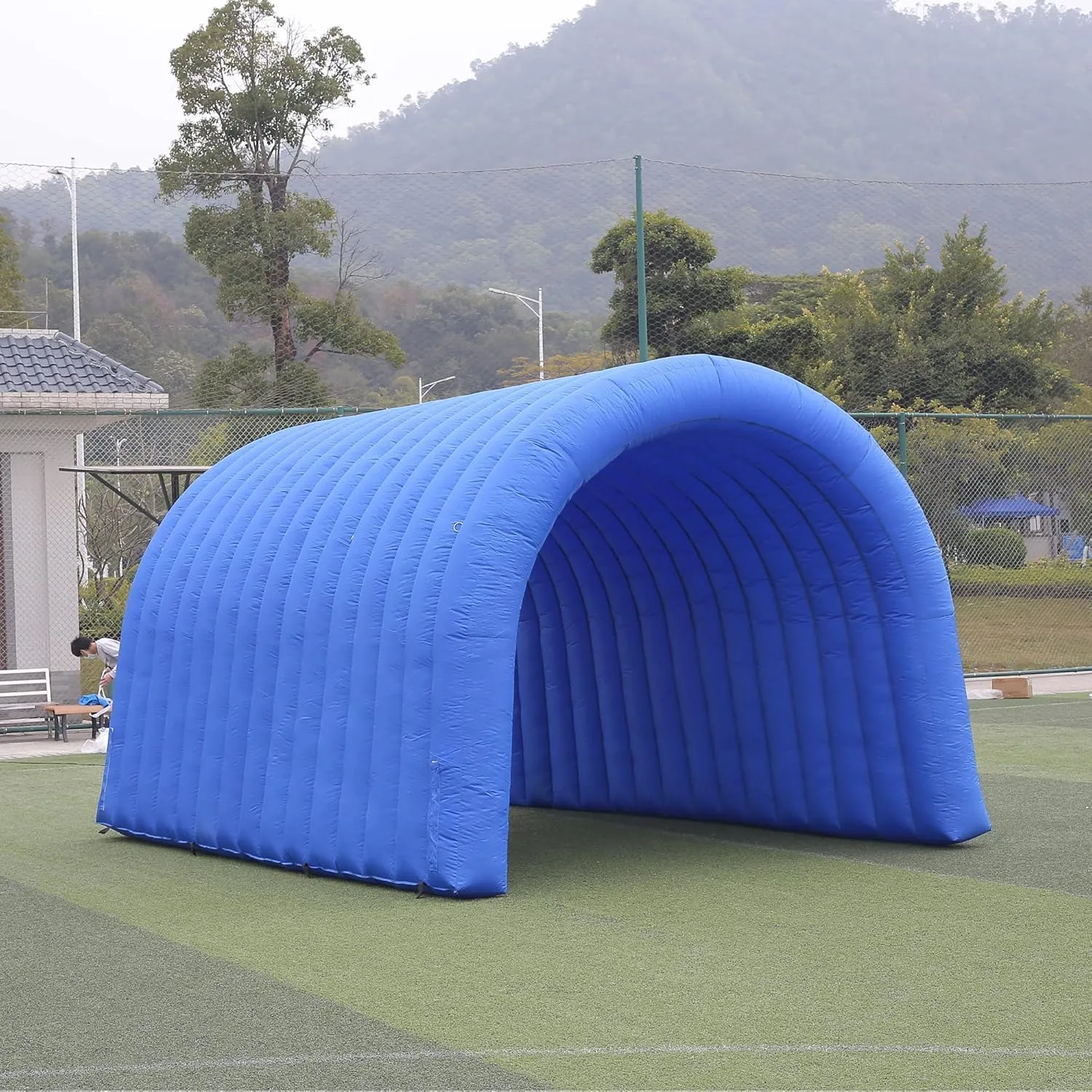 SAYOK 16.8ft Inflatable Tunnel Entrance Sports Inflatable Tunnel Sport Tunnel Entrance Inflatable Football Tunnel Tent with Blower for Event Exhibition Promotion(Blue, 16.8ft x 10ft x 9.24ft)
