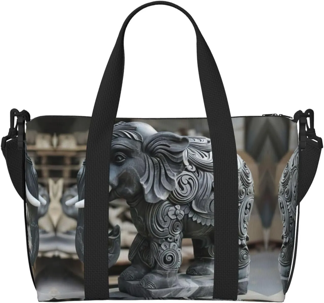 Sculpture Elephant Print Versatile Gym Sports Bag,Companion For Your Journeys And Fitness Routines