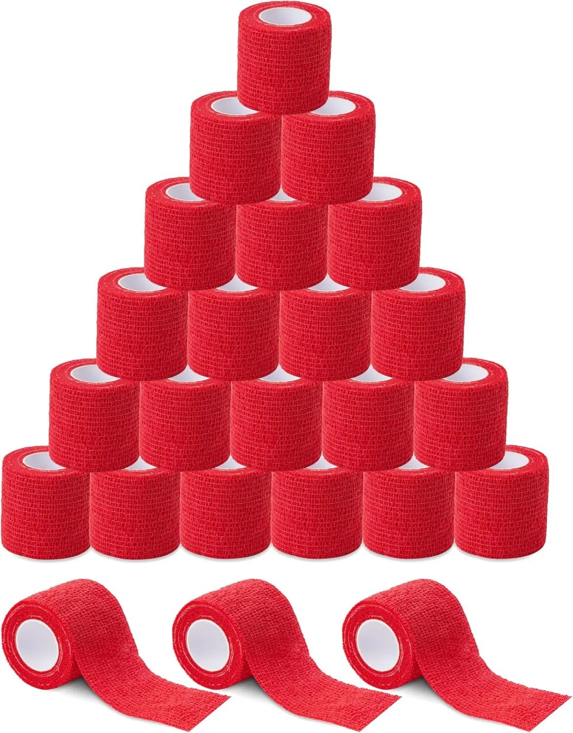 Sensi Wrap Grip Cover Sports Self Bandage Rolls 2-inch x 5-Yards 24pcs (Red)
