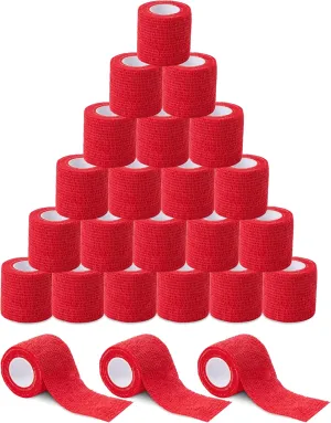 Sensi Wrap Grip Cover Sports Self Bandage Rolls 2-inch x 5-Yards 24pcs (Red)