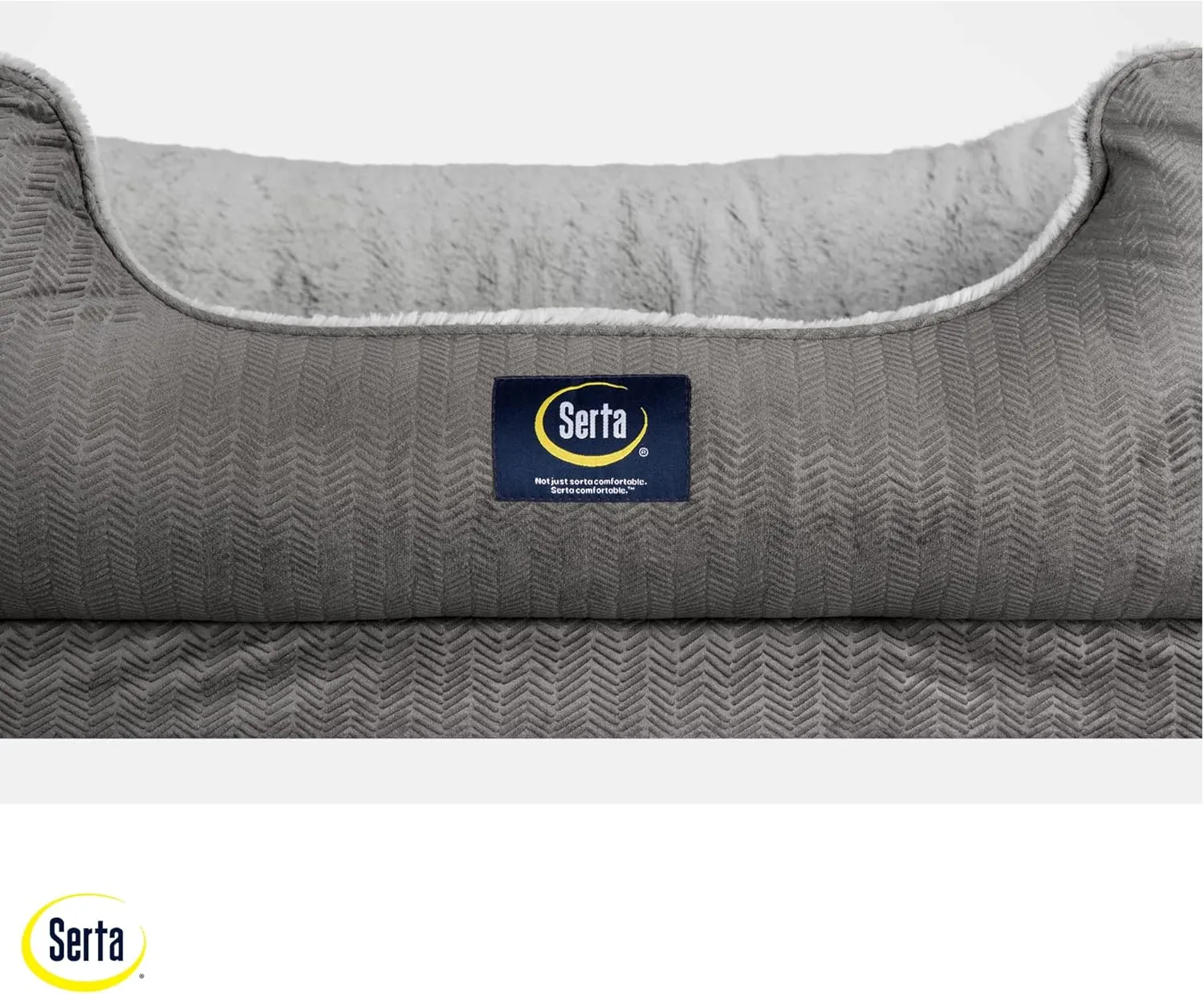 Serta Orthopedic Cuddler Dog Bed for Pets – Slate Gray (Large)