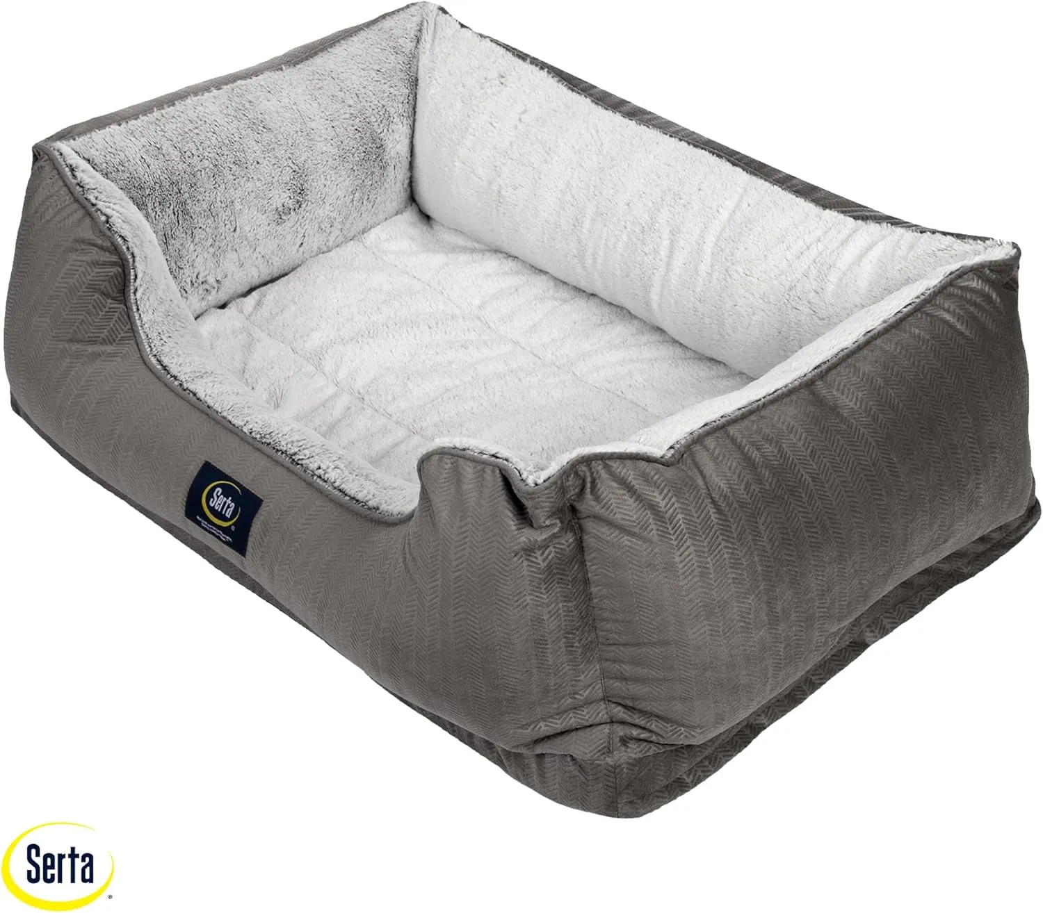 Serta Orthopedic Cuddler Dog Bed for Pets – Slate Gray (Large)