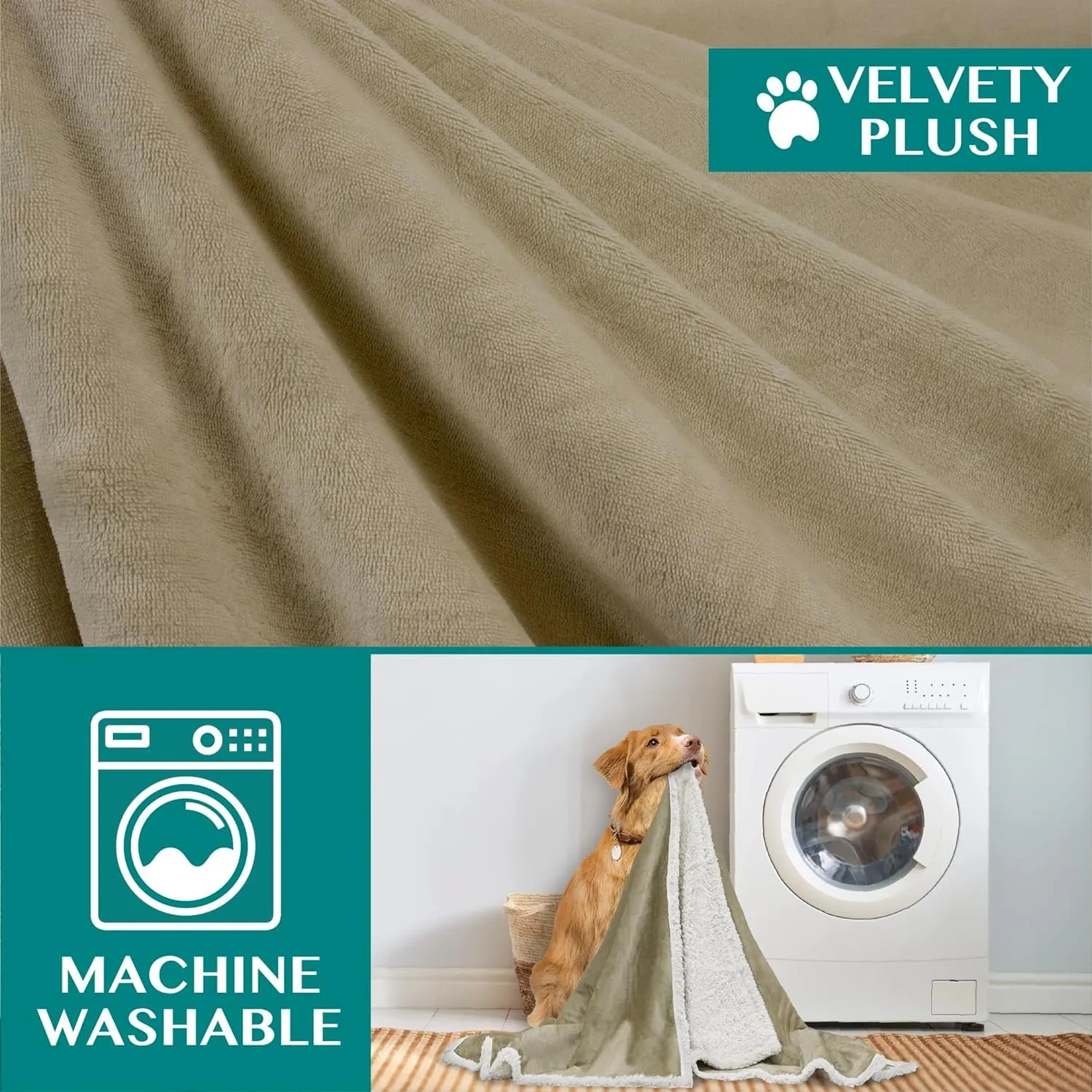 Sherpa Pet Washable, Couch Blanket Outstanding support Protector Dog On-time delivery Crate Plush Bed, Large Throw for Twin Blanket Taupe Reversible Car Soft 60X80 Dogs, Kennel, Sofa Cover Cat Furniture Fleece XL