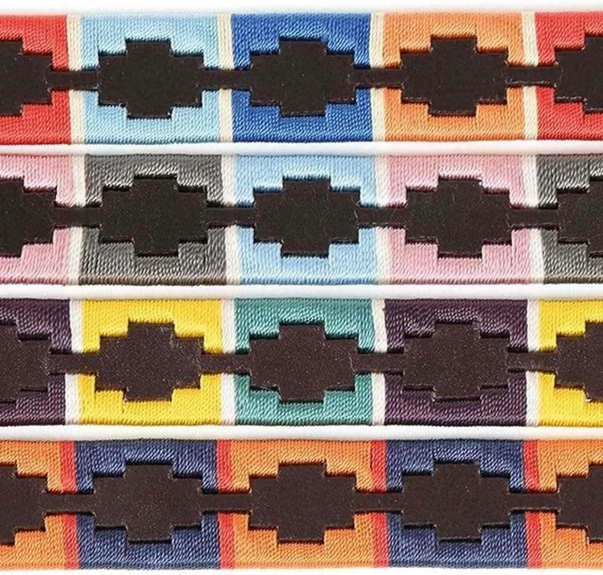 Shires Dover Polo Design Leather Belt Yellow/Green/Purple