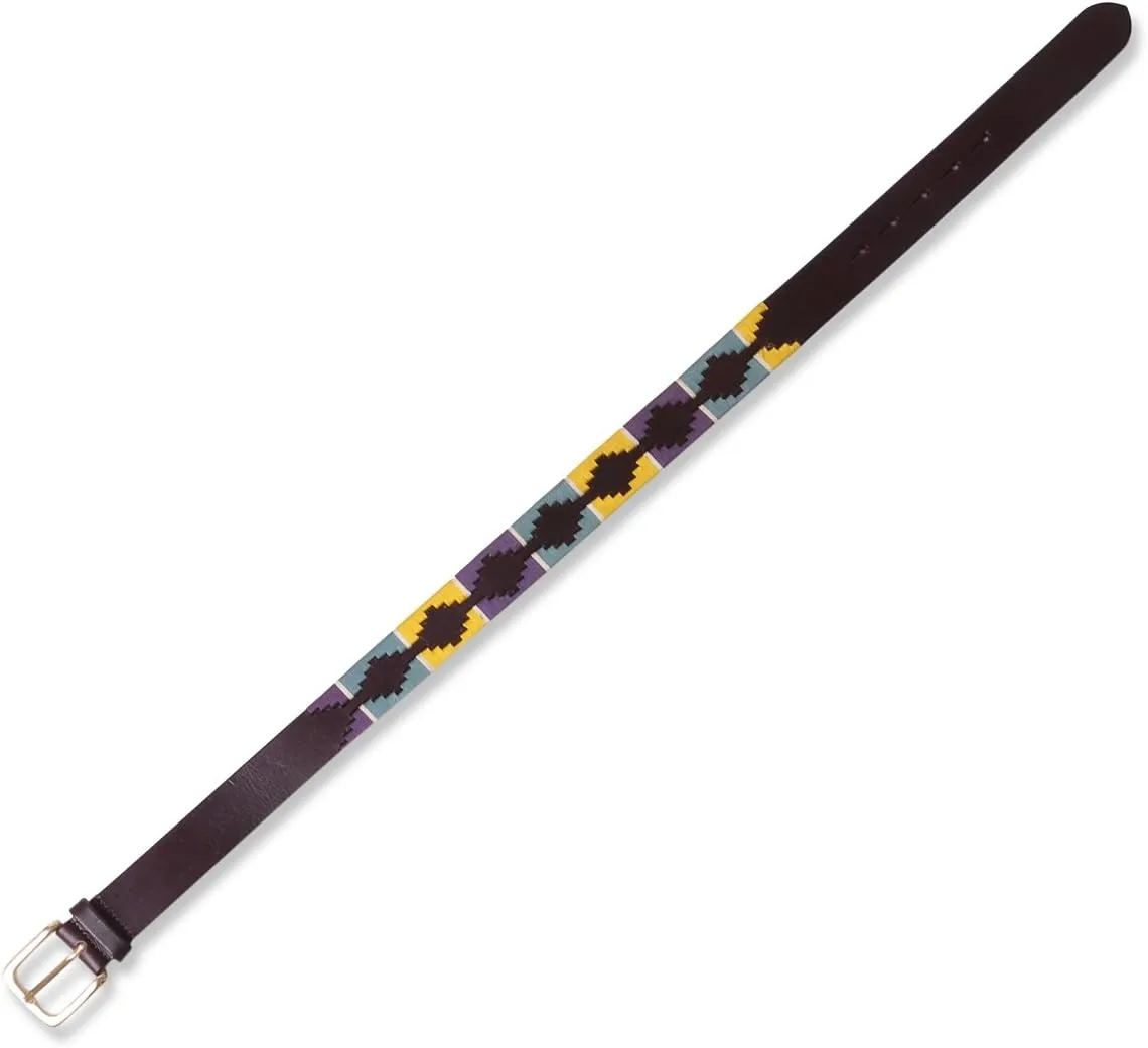 Shires Dover Polo Design Leather Belt Yellow/Green/Purple