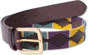 Shires Dover Polo Design Leather Belt Yellow/Green/Purple