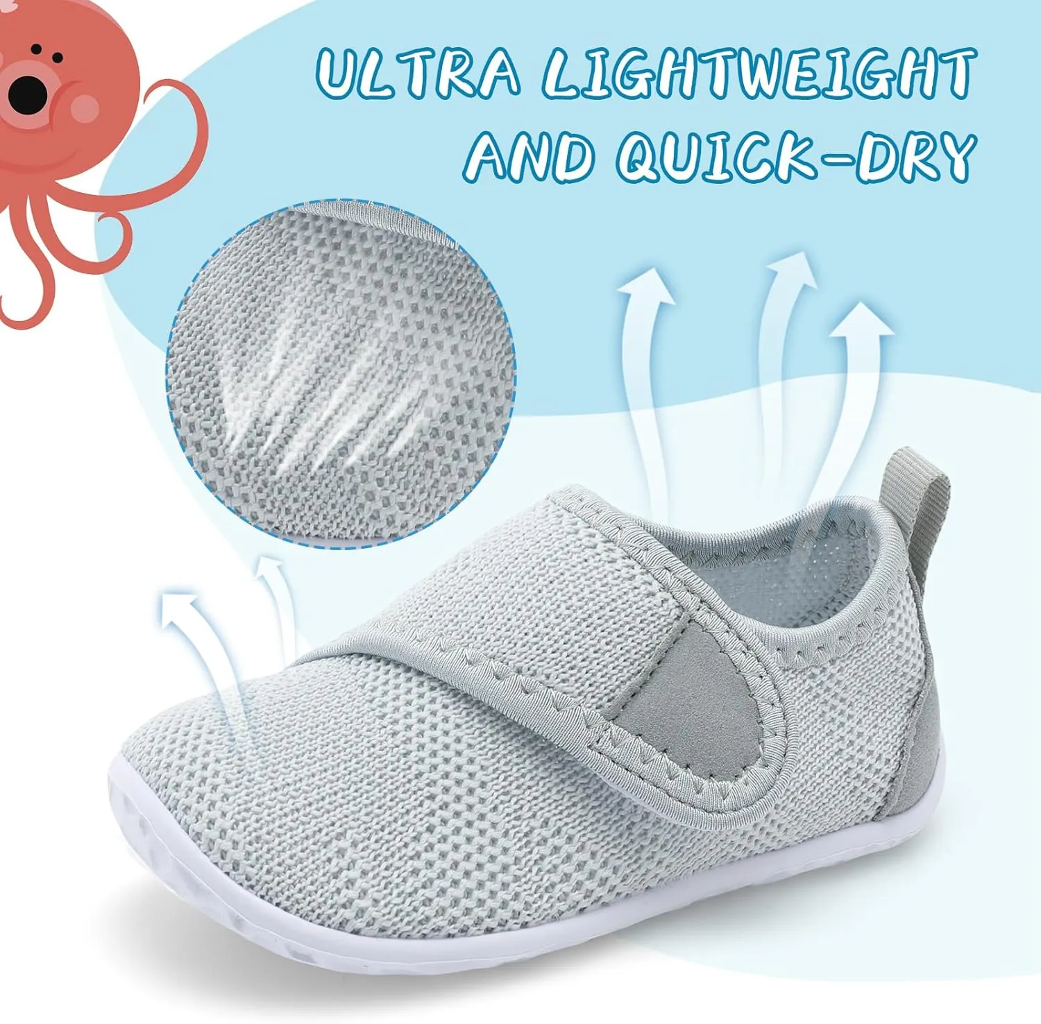 shopUAL Toddler Water Shoes Kids Girls Boys Beach Aqua Socks Skin Barefoot Walking Water Shoes Quick Dry Non-Slip Breathable Swim Pool Surf