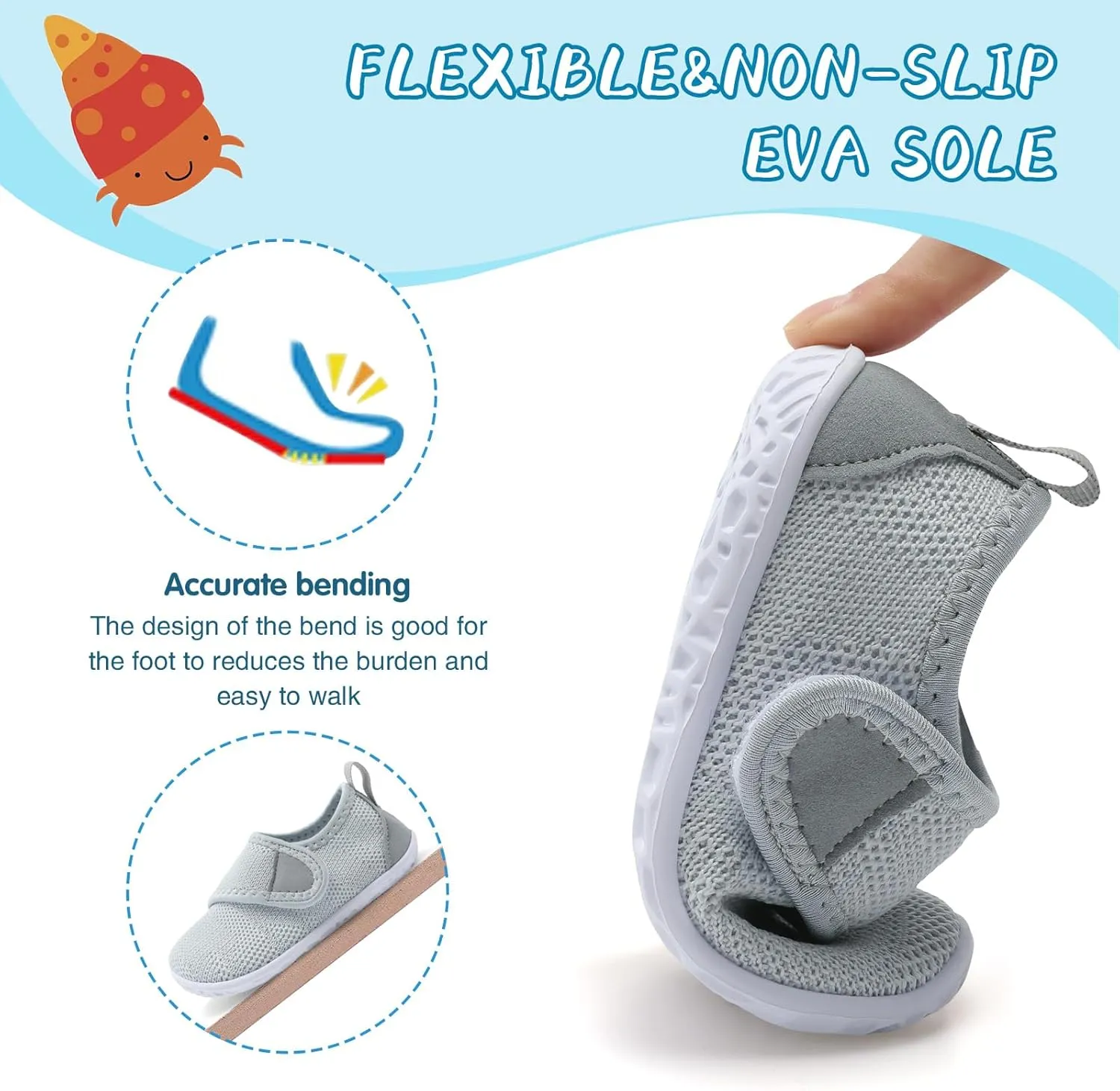 shopUAL Toddler Water Shoes Kids Girls Boys Beach Aqua Socks Skin Barefoot Walking Water Shoes Quick Dry Non-Slip Breathable Swim Pool Surf