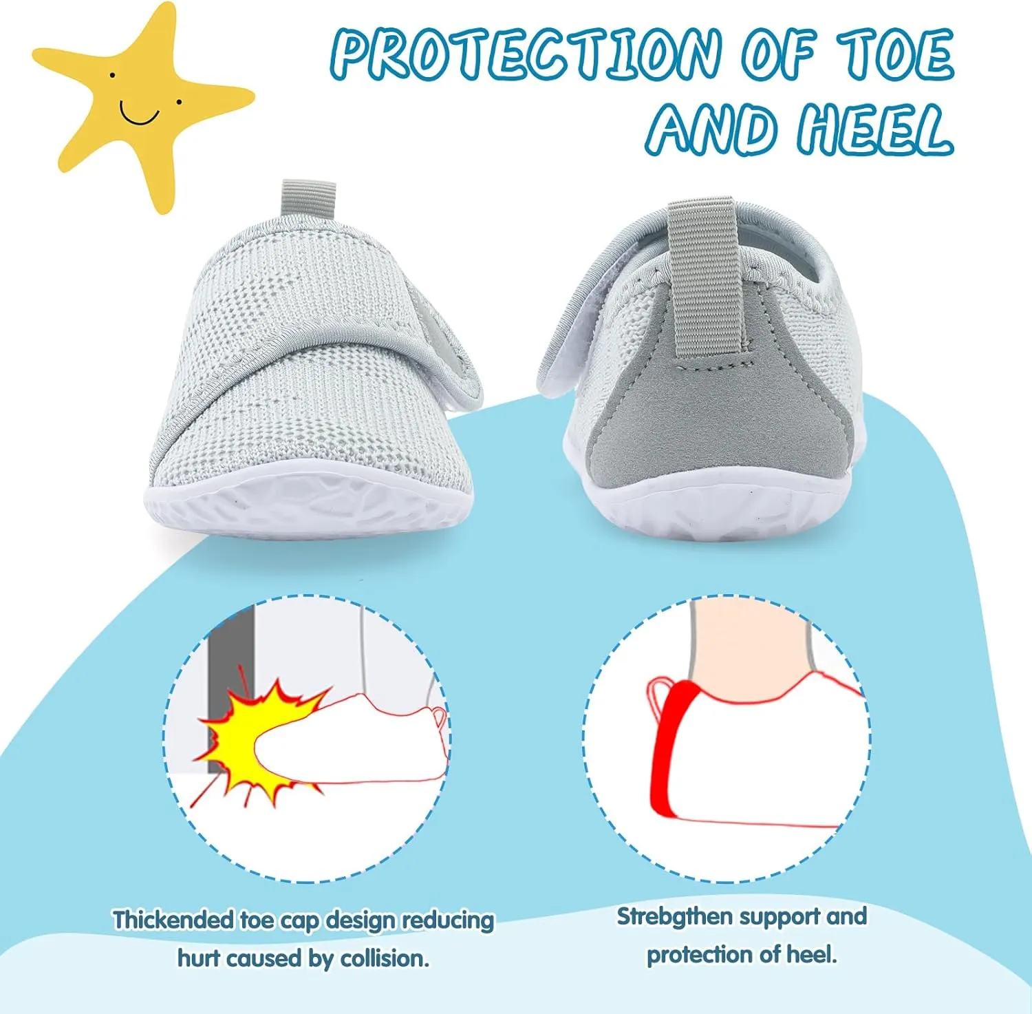 shopUAL Toddler Water Shoes Kids Girls Boys Beach Aqua Socks Skin Barefoot Walking Water Shoes Quick Dry Non-Slip Breathable Swim Pool Surf
