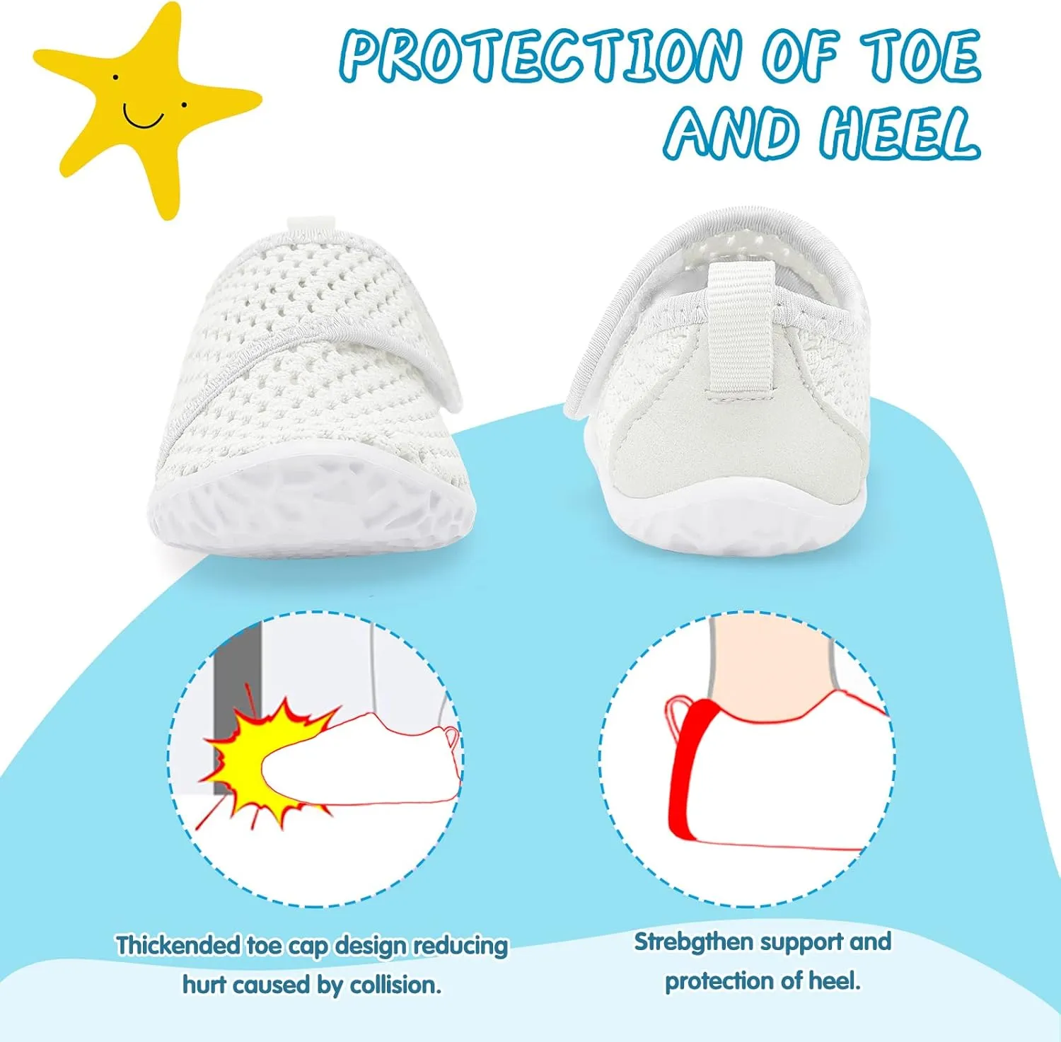 shopUAL Toddler Water Shoes Kids Girls Boys Beach Aqua Socks Skin Barefoot Walking Water Shoes Quick Dry Non-Slip Breathable Swim Pool Surf