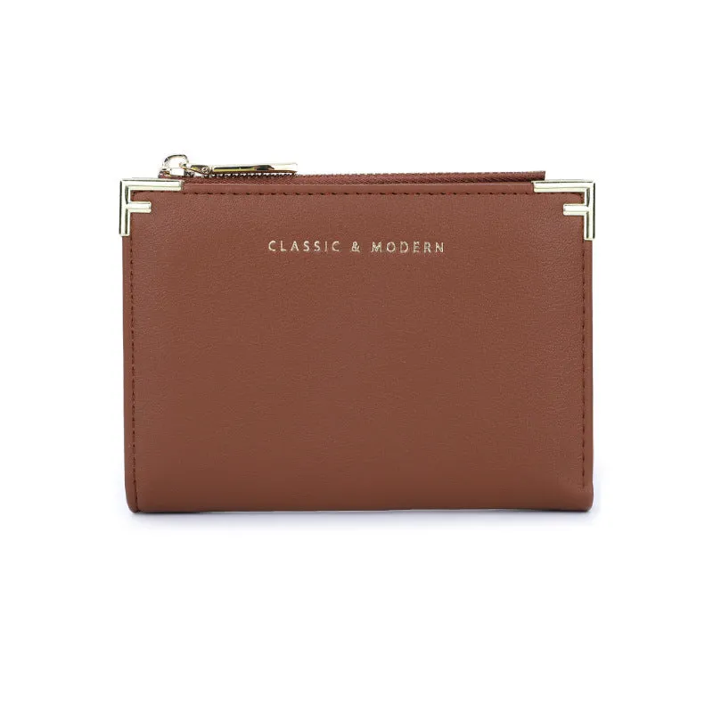 Short Female Korean Simple Two Fold Ladies Wallets
