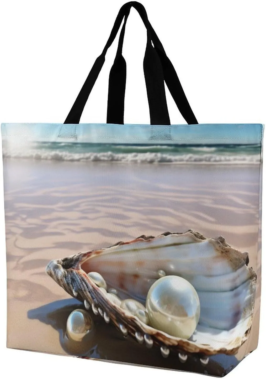 Shoulder Bag Casual Work Bag for Women Ocean Beach Mussel Pearl Large Capacity Bags for Shopping,Travel Beach Gym
