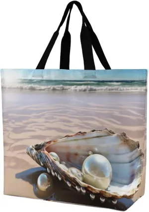 Shoulder Bag Casual Work Bag for Women Ocean Beach Mussel Pearl Large Capacity Bags for Shopping,Travel Beach Gym