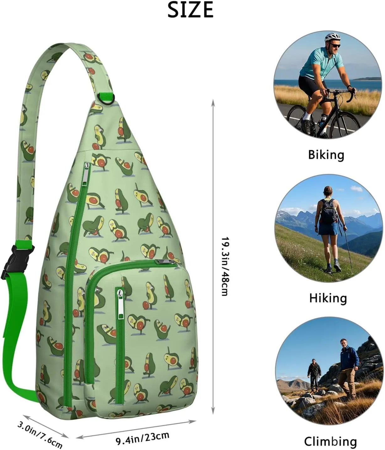 Shoulder Sling Crossbody Casual Chest Bag For Travel Sports Running,Backpack for Men & Women Lightweight Sports BagCrossbody Concealed Carry,Avocado Shoulder Bag Waterproof Chest Bag