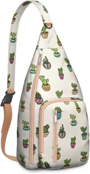 Shoulder Sling Crossbody Casual Chest Bag For Travel Sports Running,Backpack for Men & Women Lightweight Sports BagCrossbody Concealed Carry,Cactus Shoulder Bag Waterproof Chest Bag