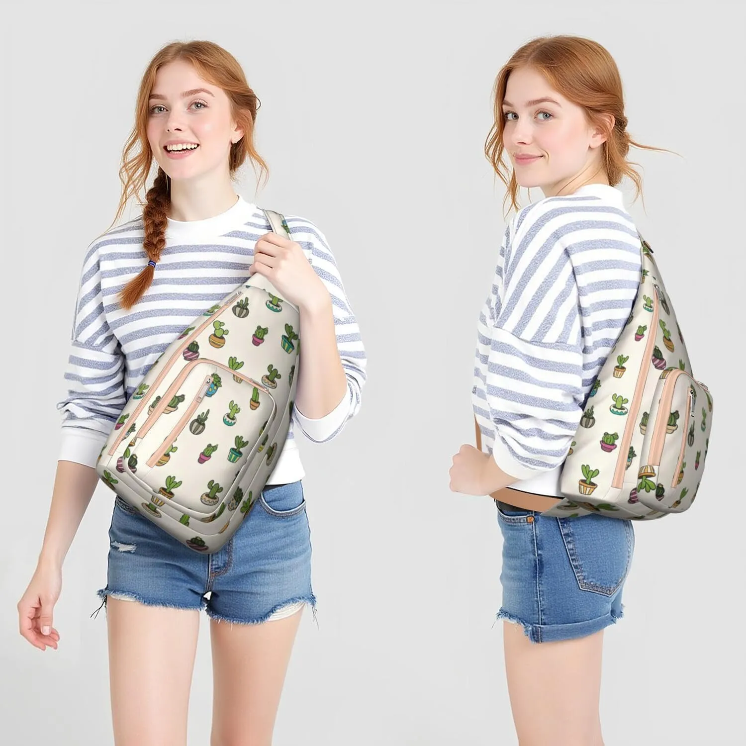 Shoulder Sling Crossbody Casual Chest Bag For Travel Sports Running,Backpack for Men & Women Lightweight Sports BagCrossbody Concealed Carry,Cactus Shoulder Bag Waterproof Chest Bag