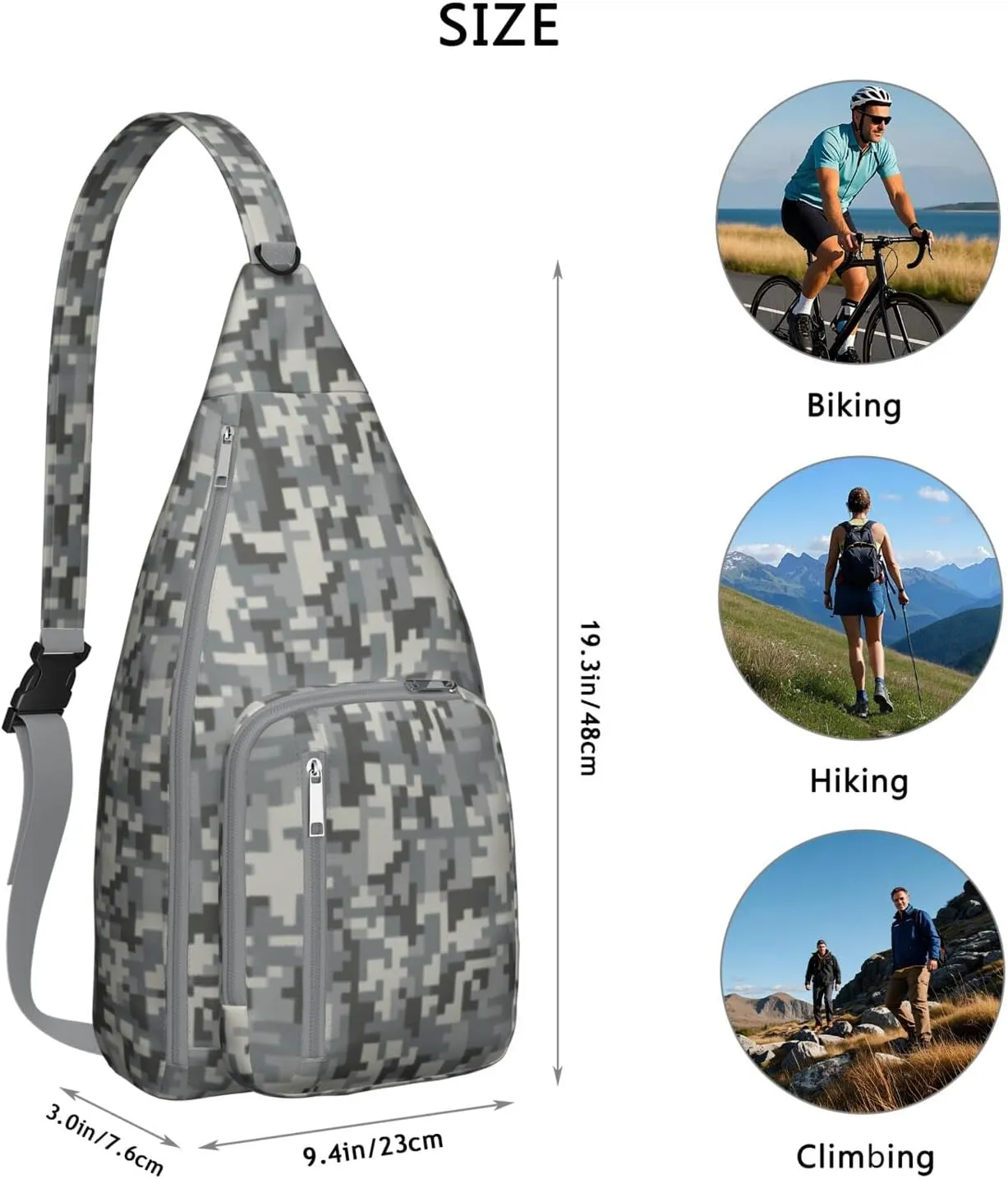 Shoulder Sling Crossbody Casual Chest Bag For Travel Sports Running,Backpack for Men & Women Lightweight Sports BagCrossbody Concealed Carry,Camo Shoulder Bag Waterproof Chest Bag